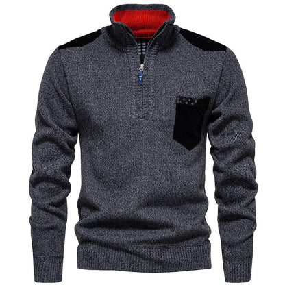 Herren Pullover Stehkragen Modern mit Taschen