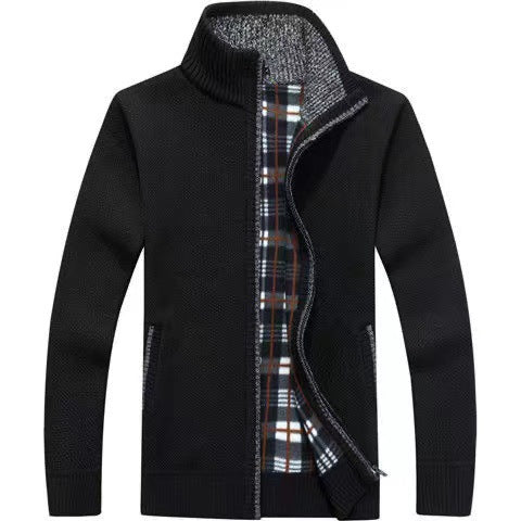 Herren Strickjacke Full-Zip Modern Schwarz