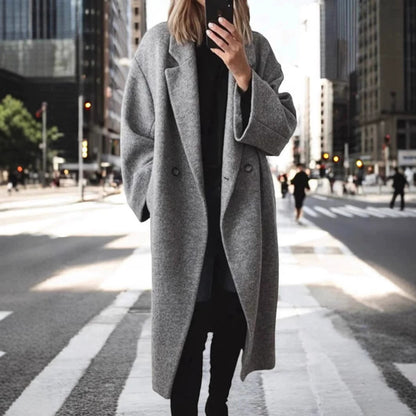 Damen Oversized Wollmantel Großmaßig Warm