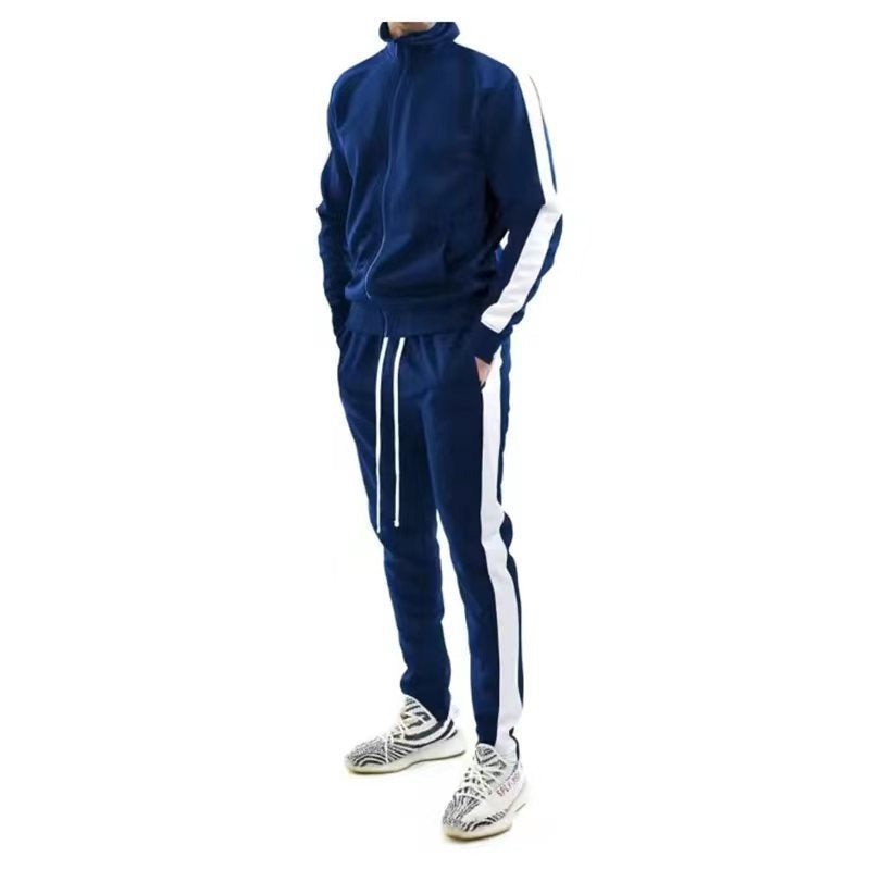 Herren Sportanzug mit hohem Kragen und Streifen Modern