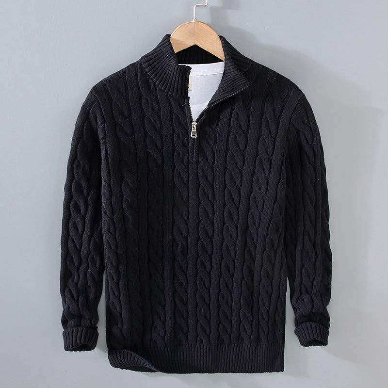 Herren Pullover Baumwolle Halbzippjacke Bequem - BerlinGlamour