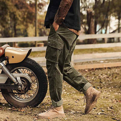 Herren Cargo-Hose Bequem Lässig Cordhose Grün