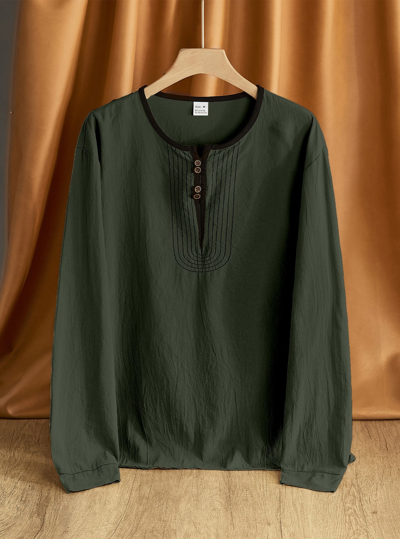 Herren Langarmshirt Bequem Modern mit Knöpfen