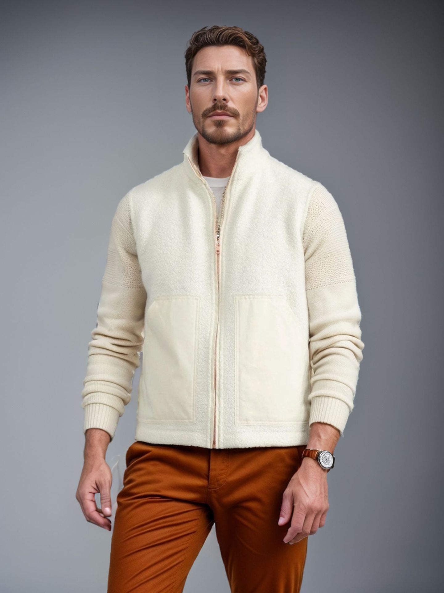ein Beispiel: Stilisierte Fleecejacke mit LED-Beleuchtung → Stilisierte Fleecejacke LED-Beleuchtung mit Kragen und Taschen