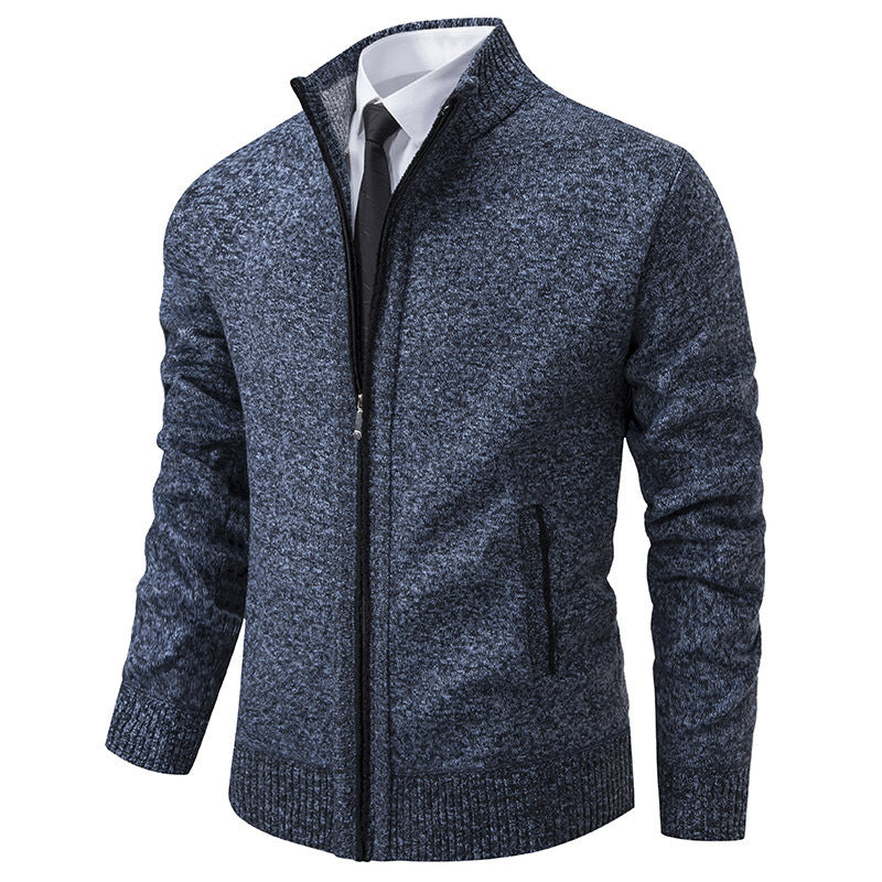 Herren Strickjacke Sportlich Stehkragen Reißverschluss