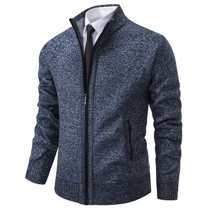 Herren Strickjacke Sportlich Stehkragen Reißverschluss