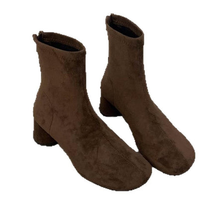 Damen Stiefeletten Blockabsatz Reißverschluss Elegante Schuhe