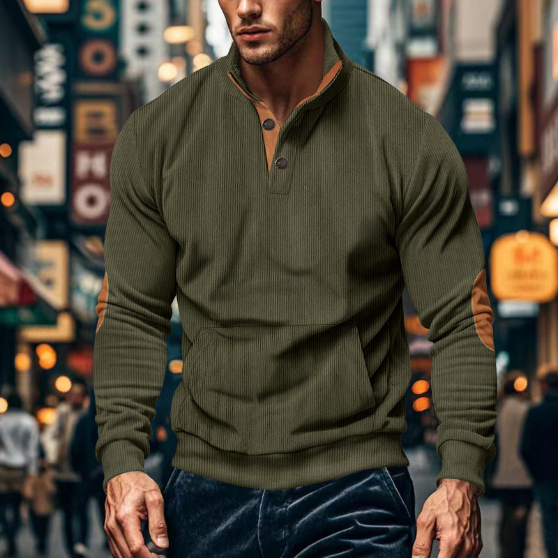 Herren Kapuzenshirt Langarm Modern Strukturdesign Schwarz