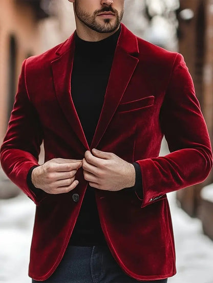Eleganter Herren Samt Blazer Moderner Schnitt schwarz