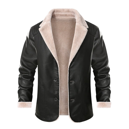 Herren Lederjacke Warm Elegant Mit Innenfutter
