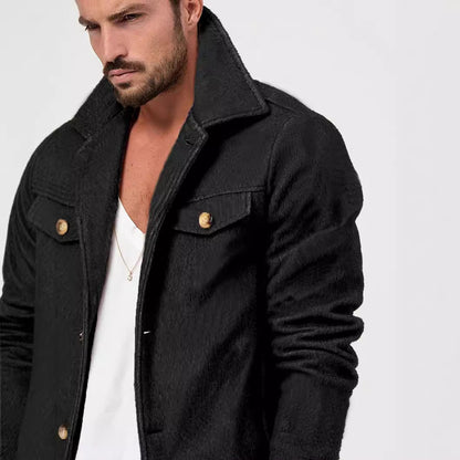 Moderne Herren Denimjacke mit Knöpfen und Taschen