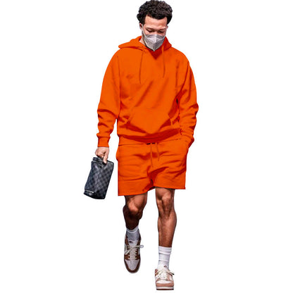 Herren Sportset Hoodie Shorts atmungsaktiv mit Taschen