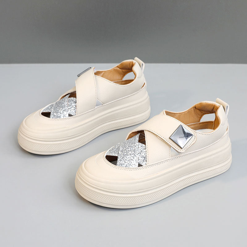 Damen Plateausneaker Glitzer Obermaterial Bequem