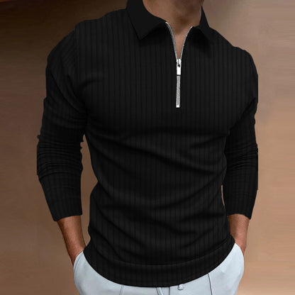 Herren Poloshirt Modern Strukturiert Reißverschluss Elegant