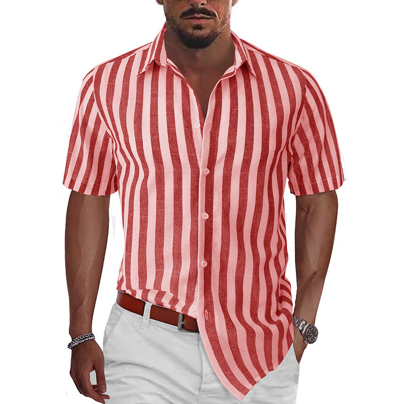 Herren Hemd Kurzarm Streifen Modern