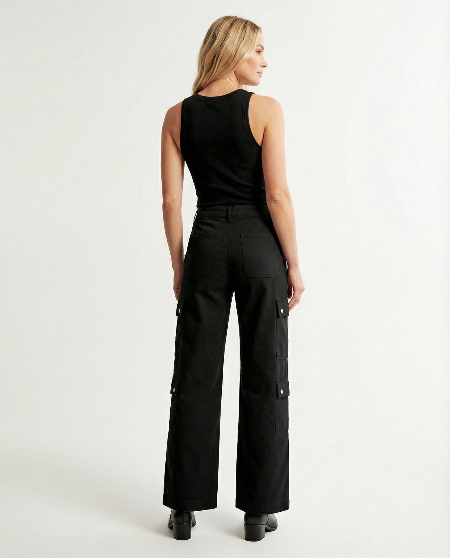 Damen Cargohose Schmale Bein Mit Druckknöpfen Modern
