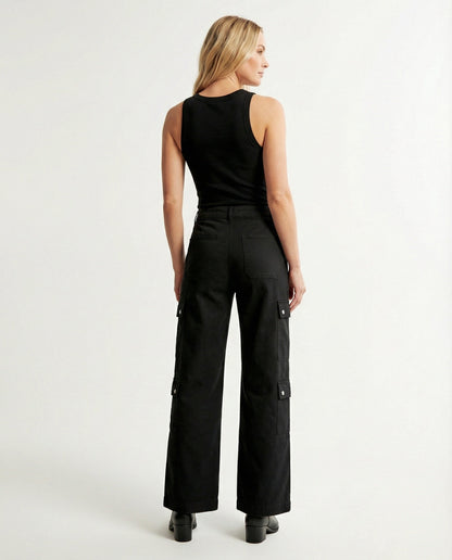 Damen Cargohose Schmale Bein Mit Druckknöpfen Modern