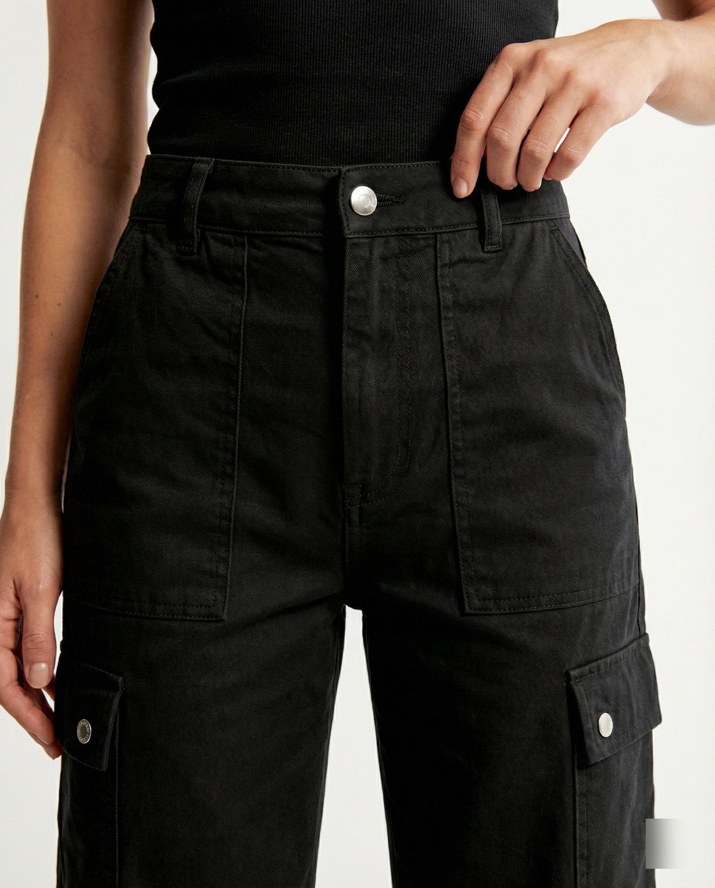 Damen Cargohose Schmale Bein Mit Druckknöpfen Modern