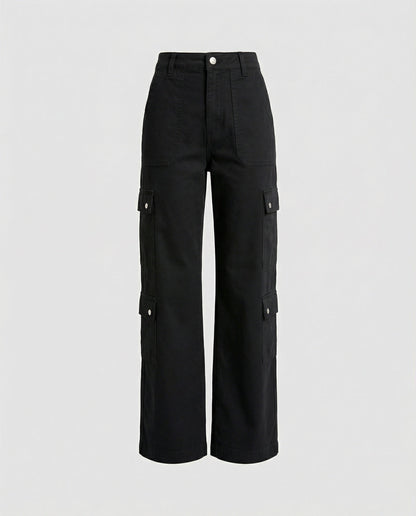 Damen Cargohose Schmale Bein Mit Druckknöpfen Modern