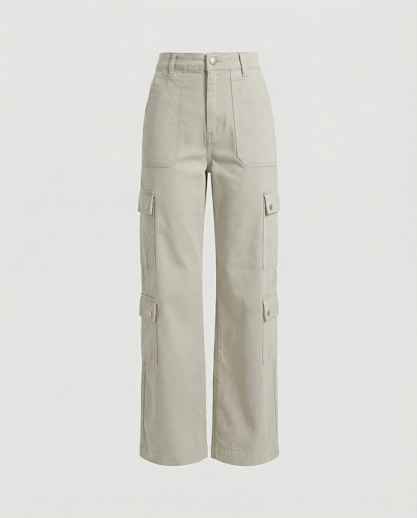 Damen Cargohose Schmale Bein Mit Druckknöpfen Modern