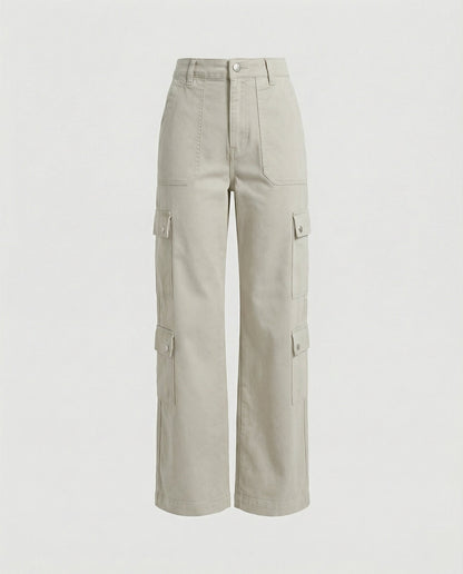 Damen Cargohose Schmale Bein Mit Druckknöpfen Modern