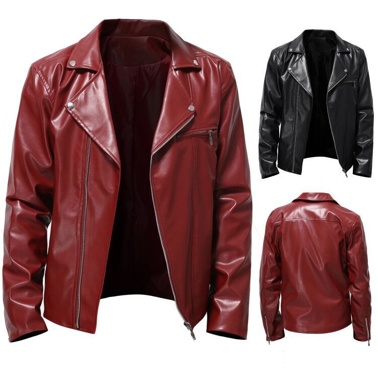 Lederjacke Herren Bikerjacke Kunstleder Schwarz Modern - BerlinGlamour