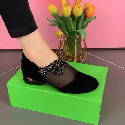 Damen Ballerinas Elegante Transparent mit Verzierungen