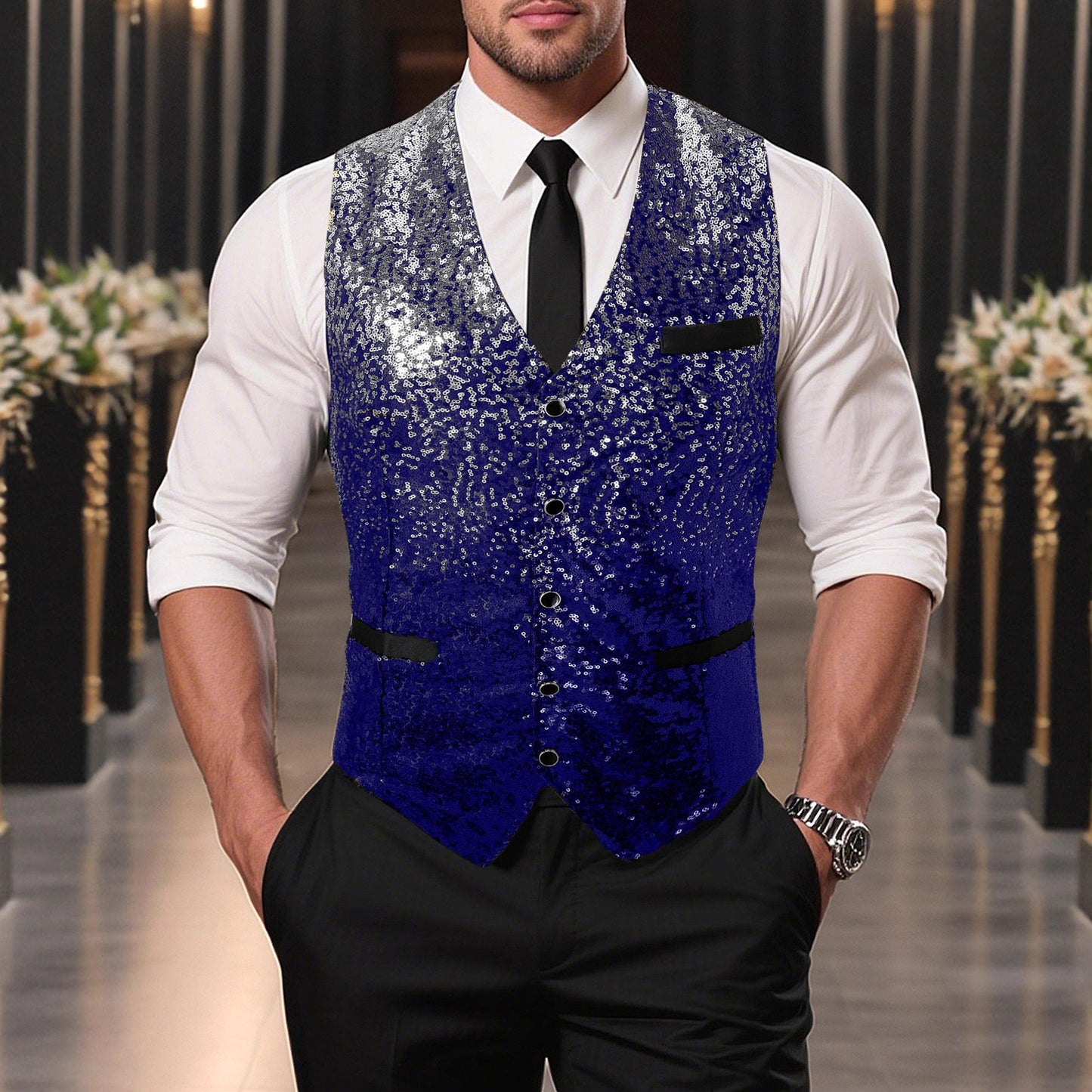 Herren Anzugweste Glitzernd Elegant Party