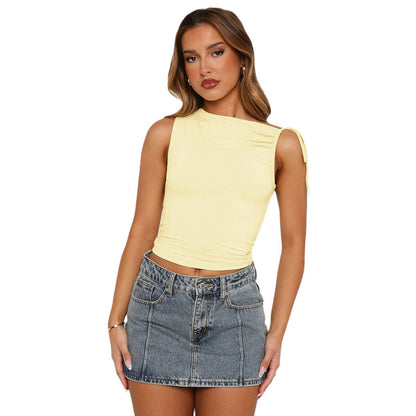 Damen Wickeltop Asymmetrisch Mit Knoten Elegant