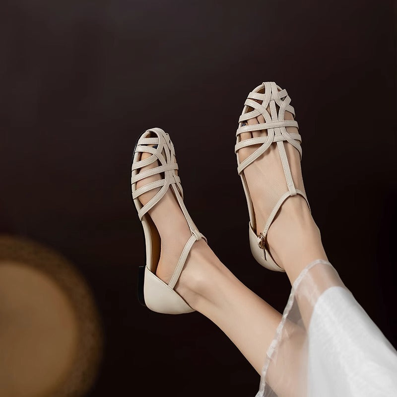 Damen Sandalen Offen Bequem Elegant Riemchen Design