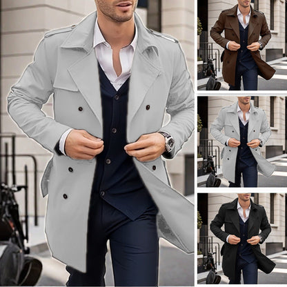 Herren Trenchcoat Doppelt-Knopf Wasserfest Mit Taschen - BerlinGlamour