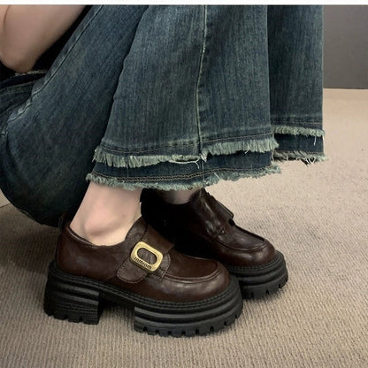 Damen Schnürschuhe Plateau Robust Chunky Mit Schnalle