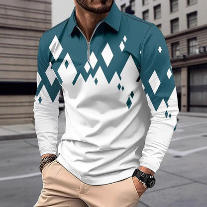 Herren Langarmshirt Modern Karomuster Trendy