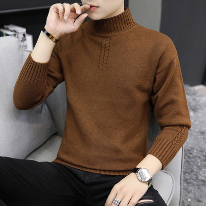 Herren Strickpullover Hochkragen Rippstrick Modern