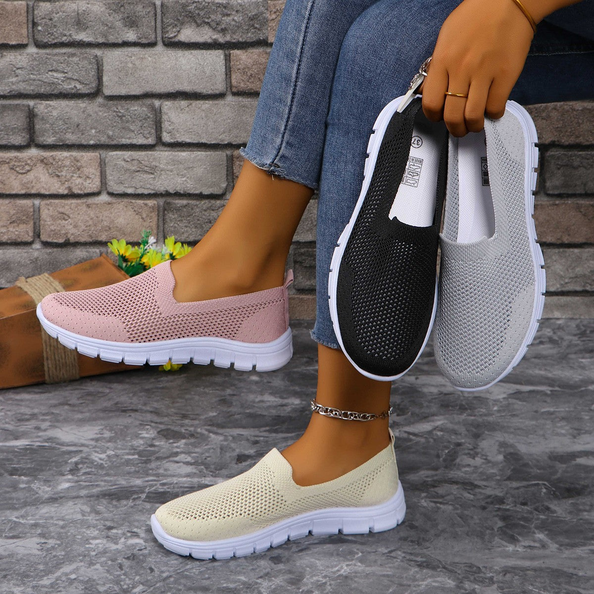 Damen Slip-On Schuhe Leicht Atmungsaktiv Netzstoff - BerlinGlamour