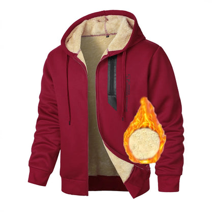 Herren Fleece-Jacke Warm Kapuzenjacke Mit Taschen