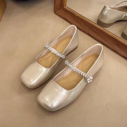 Damen Ballerinas Elegante Mary Jane Schuhe Komfort Innensohle