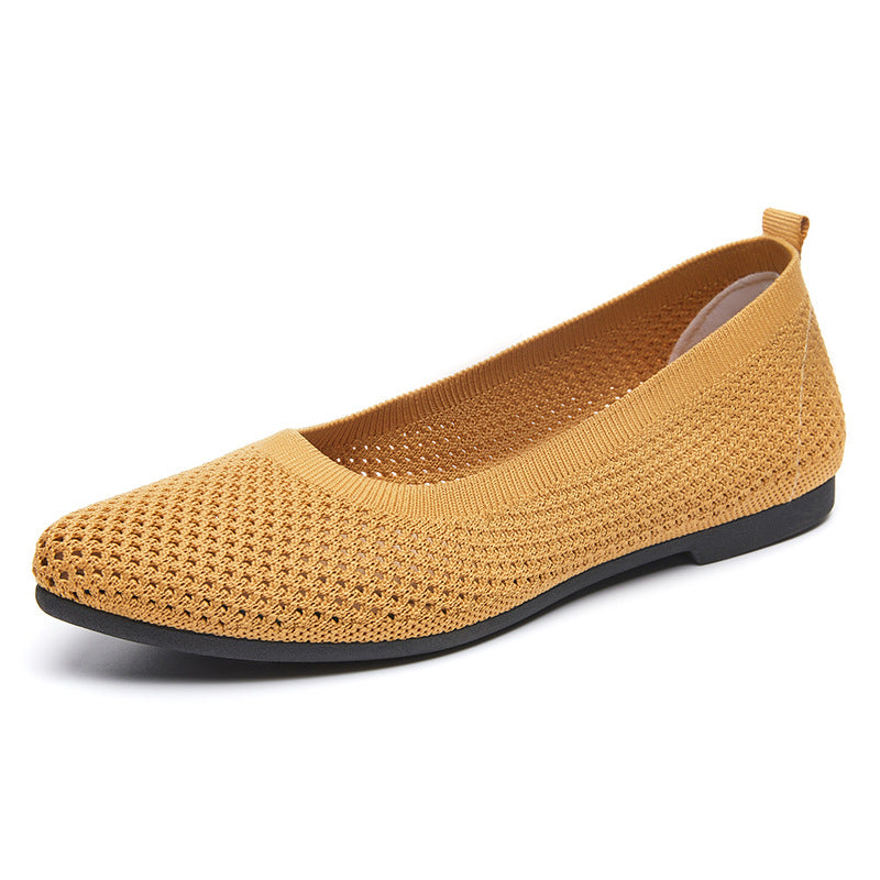 Damen Ballerinas Bequem Strick Schnürsenkel Luftdurchlässig