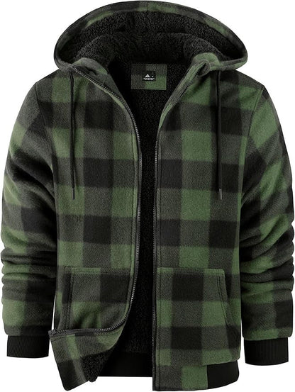 Herren Fleecejacke Karomuster Kuschelig Warm