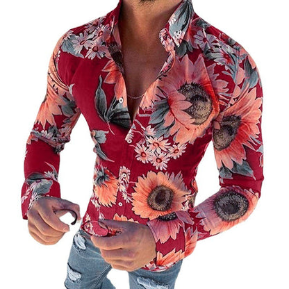 Herren Hemd Langarm Modernes Florales Design