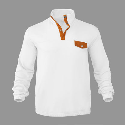 Herren Fleece-Pullover Modern Stehkragen mit Brusttasche