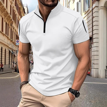 Herren Sportshirt Kurzarm Zip-Hemd Modern