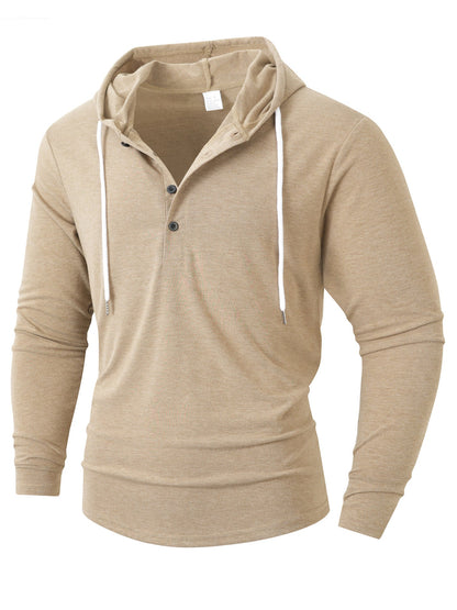 Herren Kapuzenshirt Atmungsaktiv Mit Knopfverschluss Modern