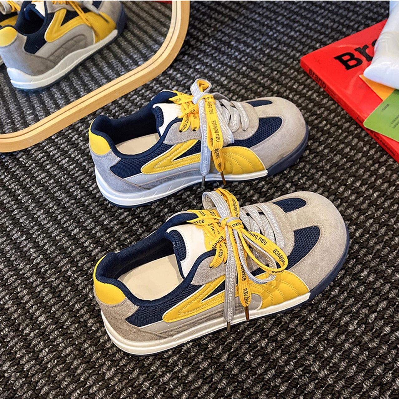 Damen Sneaker Weiches Wildleder Komfort Schnürung