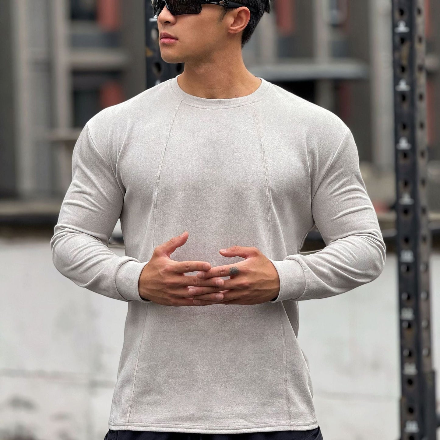 Herren Sportshirt Langarm Nahtlos Fit Schnitt