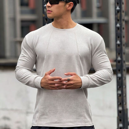 Herren Sportshirt Langarm Nahtlos Fit Schnitt