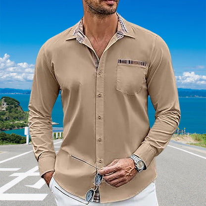 Herren Hemd Langarm Karo Muster Modern
