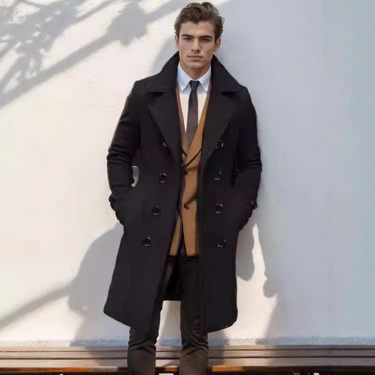 Eleganter Herren Trenchcoat Berlin Stil Lang mantel