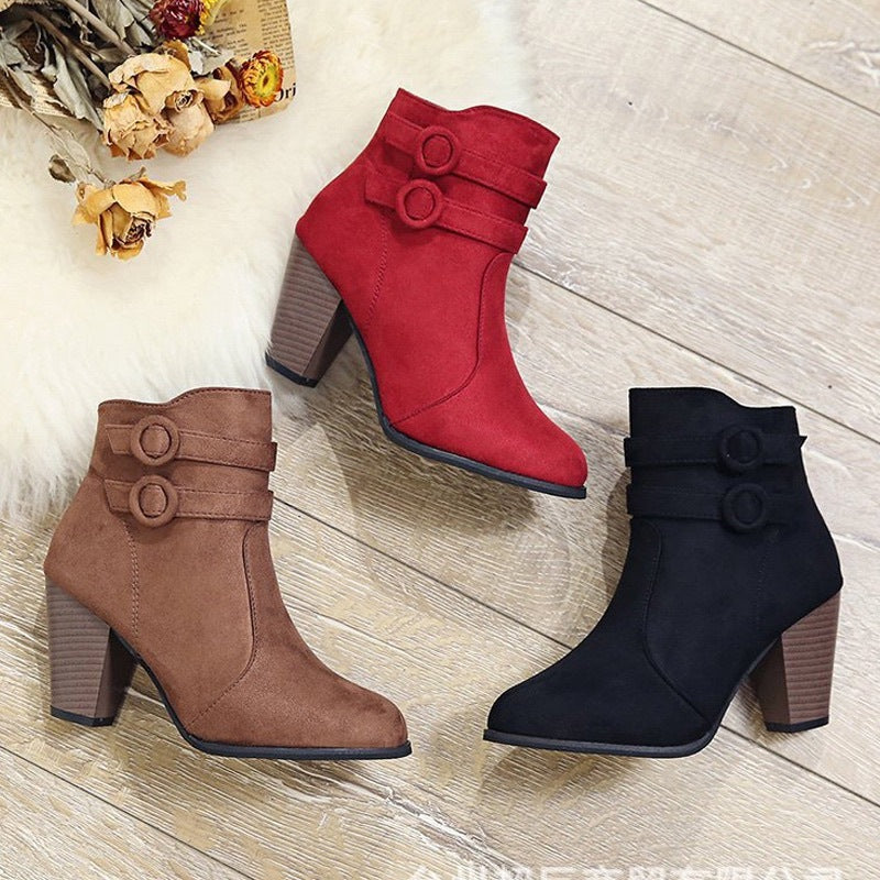 Damen Stiefeletten Komfort Blockabsatz Schnürsenkel