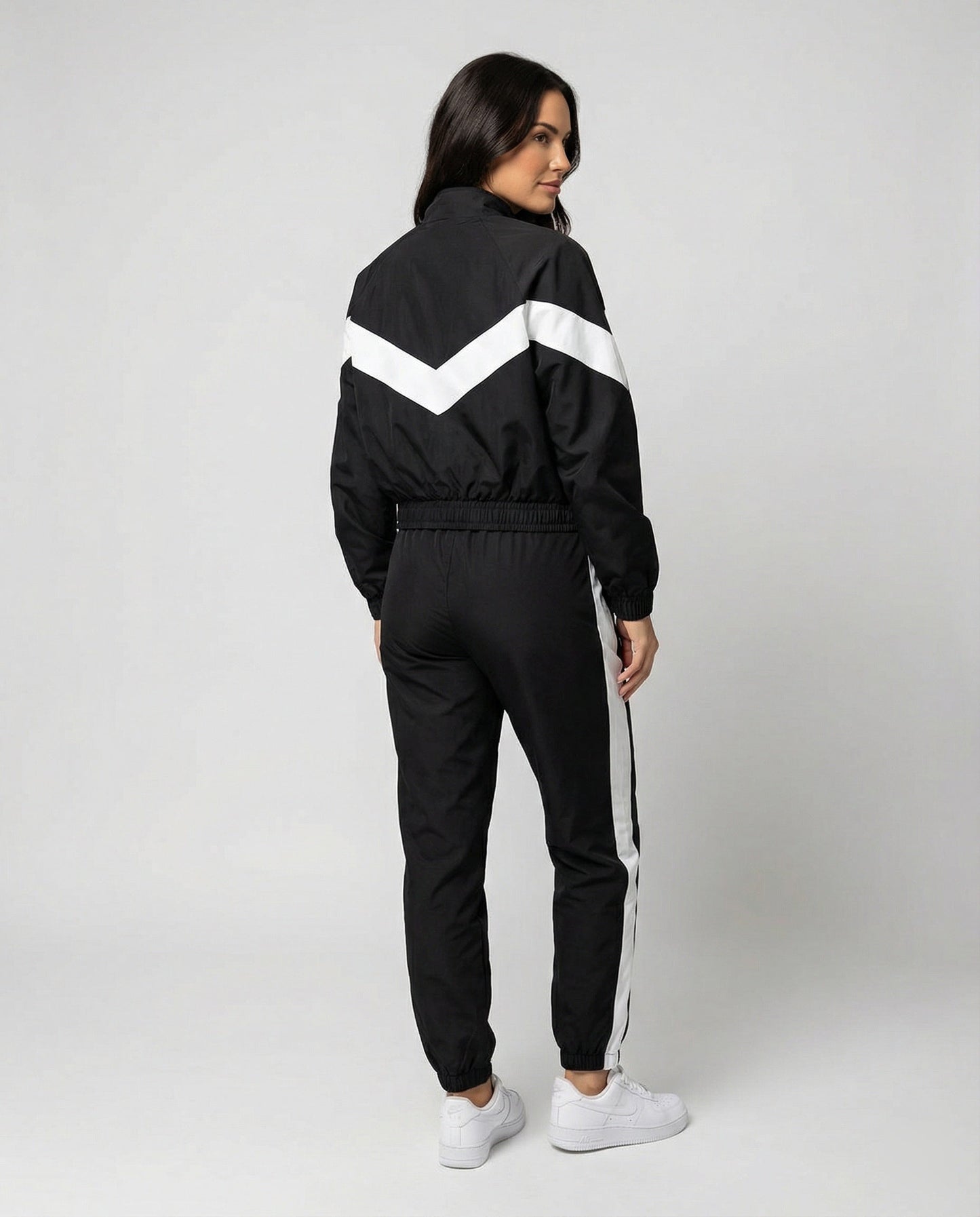 Damen Sportset Langarm Oberteil mit Hoher Kragen